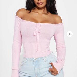 Fashion Nova Light Pink Off-Shoulder Sweater